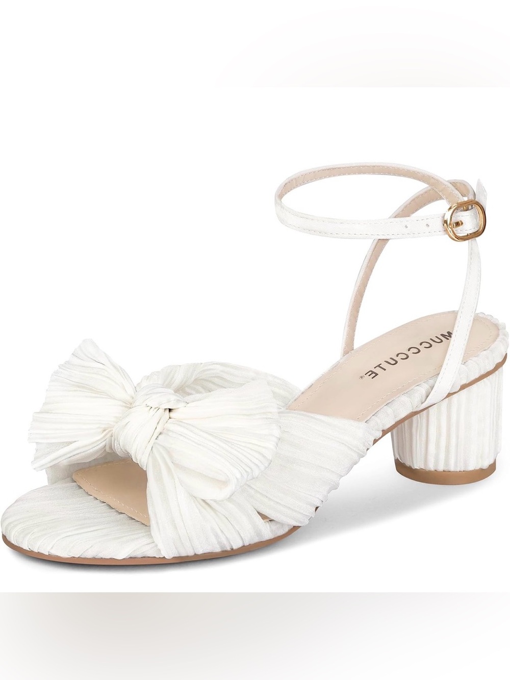 Women's Bow Knot Heeled Sandals Ankle Buckle Strap Chunky Open-toe